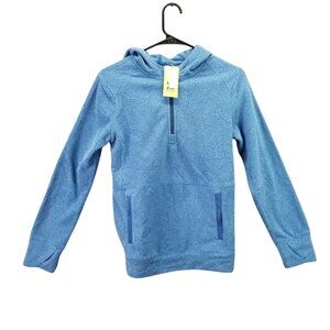 Boys All in Motion Blue Microfleece Pullover Hoodie Sweatshirt 1/4 Zip L (12-14)
